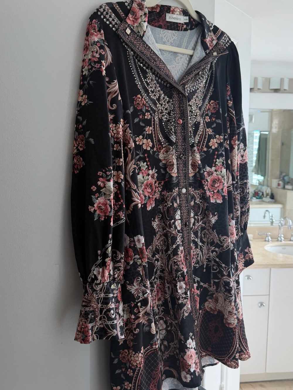 Black Floral Embellished Women’s Dress